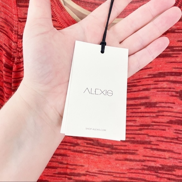 Alexis Katica Knit Midi Dress in Saffron Orange Small Red Scoop Neck Casual - Picture 6 of 6